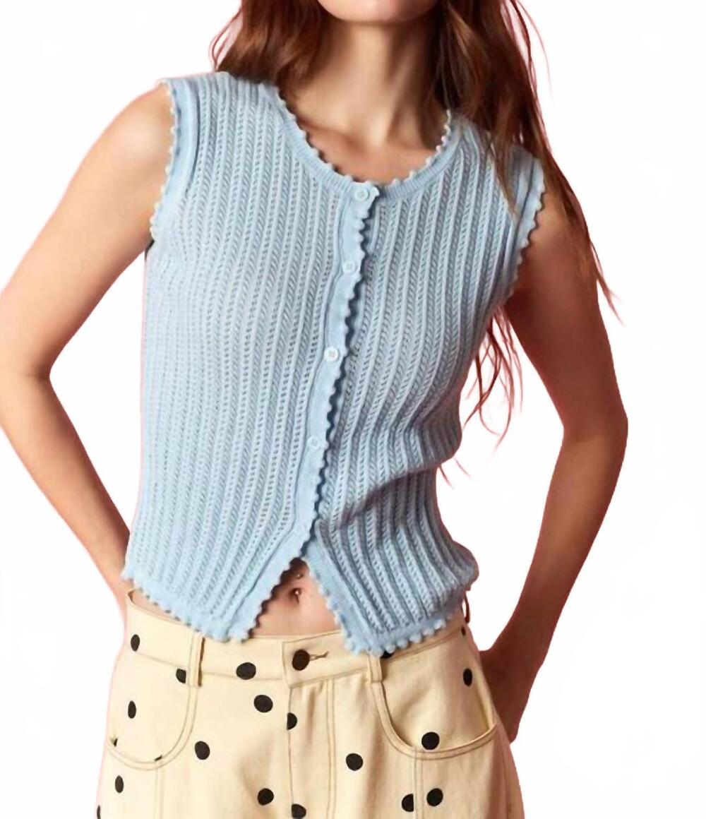 NEW PEACH LOVE audrey knit top in light blue